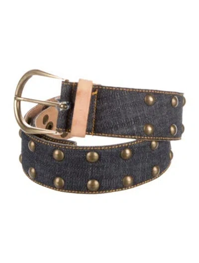 Pre-owned Miu Miu Denim Studded Accents Belt In Blue