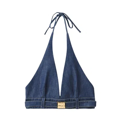Pre-owned Miu Miu Denim Top 'blue' | Women's Size 44