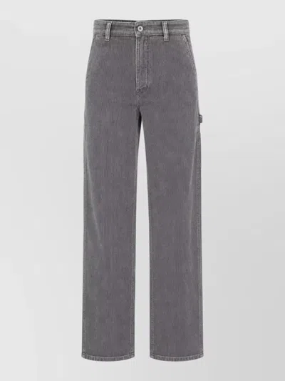 Miu Miu Denim Trousers Straight Cut Back Pockets In Gray