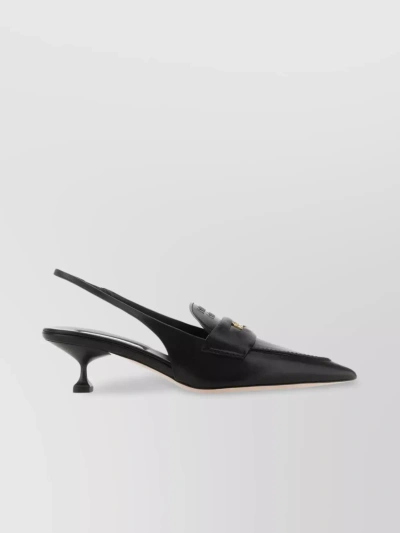 Miu Miu Distinctive Heel Leather Pumps In White