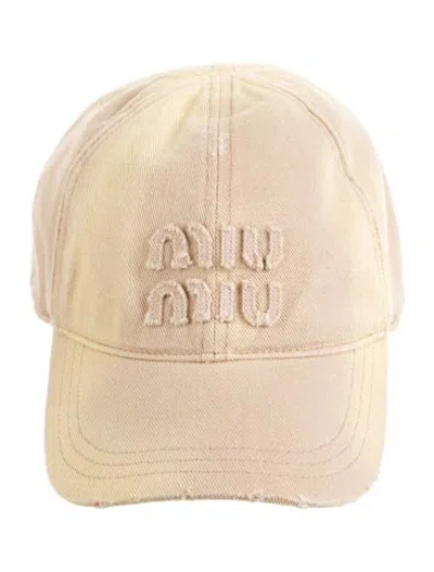 Pre-owned Miu Miu Distressed Denim Cap In Neutrals
