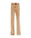 Miu Miu Distressed High-waisted Trousers In Brown