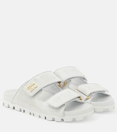 Miu Miu Sandalen Aus Leder In White