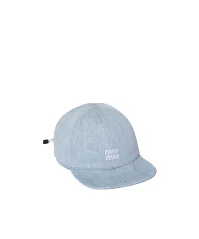 Miu Miu Domed Baseball Cap In Blue