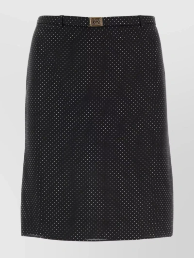 Miu Miu Dotted Satin Mini Skirt In Black