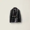 Miu Miu Double-breasted Calf Leather Caban Jacket In Black