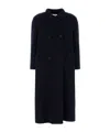 Miu Miu Double-breasted Wool Blend Coat Featuring Pockets In Blue