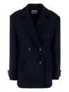 Miu Miu Double-breasted Coat In Blue