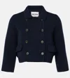 Miu Miu Double-breasted Cropped Wool Coat In Blue