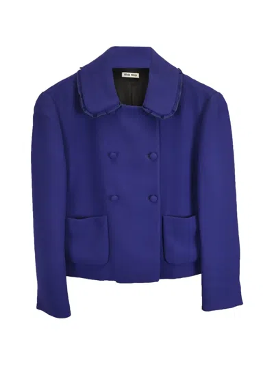 Pre-owned Miu Miu Double-breasted Jacket In Blue