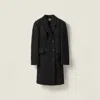 Miu Miu Double-breasted Shetland Wool Coat In Black