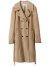 Miu Miu Double-breasted Suede Coat In Neutrals