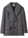 Miu Miu Double-breasted Velour Wool Blazer In Grey