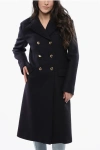 Miu Miu Long Double-breasted Wool Coat With Lapel Collar