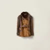Miu Miu Double-breasted Waxed Suede Caban Jacket In Multi