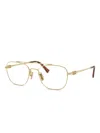 Miu Miu Double-bridge Rectangle Glasses In Gold