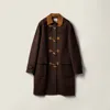 Miu Miu Double Cashmere And Wool Duffle Coat In Brown