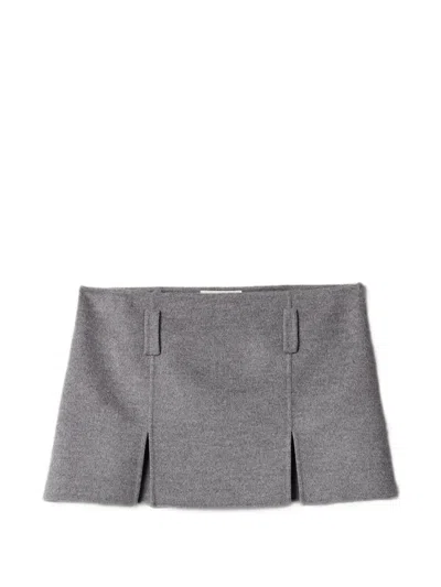 Miu Miu Double Cashmere And Wool Mini Skirt In Gray