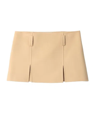 Miu Miu Double Cashmere And Wool Miniskirt In Neutral