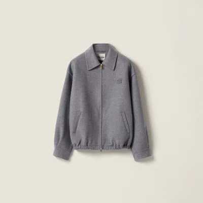 Miu Miu Double Cashmere Blouson Jacket In Gray