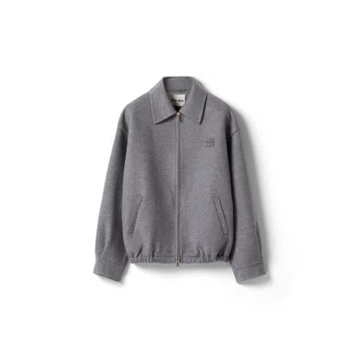 Miu Miu Double Cashmere Blouson Jacket In Gray