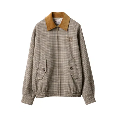 Pre-owned Miu Miu Double Check Jacket 'cacao' | Brown | Women's Size 38