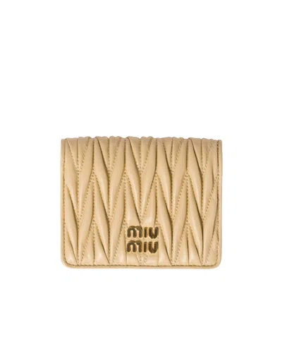 Miu Miu Double-fold Wallet In Nude