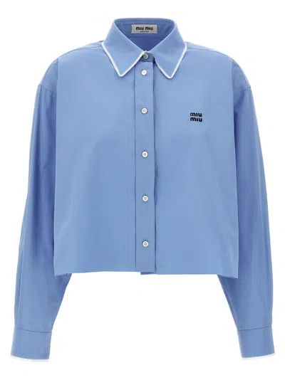 Miu Miu Double Layer Shirt Shirt And Blouse Light Blue