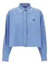 Miu Miu Double Layer Shirt Shirt And Blouse Light Blue In Blue