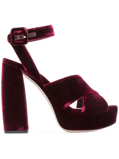 Miu Miu Double Strap Platform Sandals In Purple