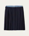 Miu Miu Miumiu Women Pleated Batavia Midi Skirt In Blue