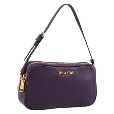 Pre-owned Miu Miu Double Zip Pochette Printed Leather Purple Leather Clutche & Pouche Bag ()