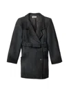 Miu Miu Double-breasted Double Wool Jacket In 灰色