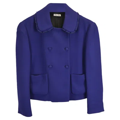 Pre-owned Miu Miu Double-breasted Evening Jacket In Blue Wool