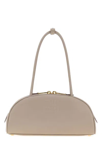 Miu Miu Dove Grey Leather Beau Shoulder Bag In Gray