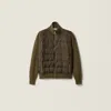 Miu Miu Down-filled Cashmere Zipper Cardigan In Green