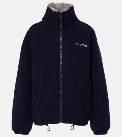 Miu Miu Down-filled Fleece Jacket In Black