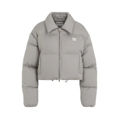Pre-owned Miu Miu Down Jacket 'alluminio' | Grey | Women's Size 38