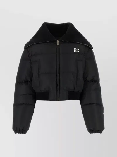 MIUMIU 黒 フードブルゾン miu-miu-down-jacket-with-