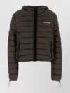 Miu Miu Down Jacket With Hood And Zip Pockets In Brown