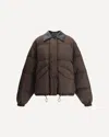 Miu Miu Women Down Jacket With Leather Collar In Brown