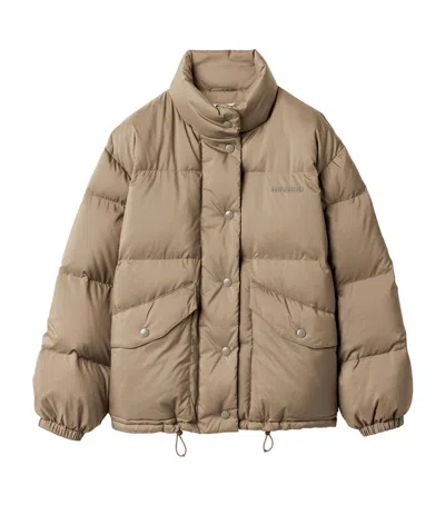 Miu Miu Down Technical Padded Jacket In Brown