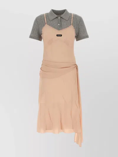 MIU MIU DRAPED LAYERED DRESS SHORT SLEEVES