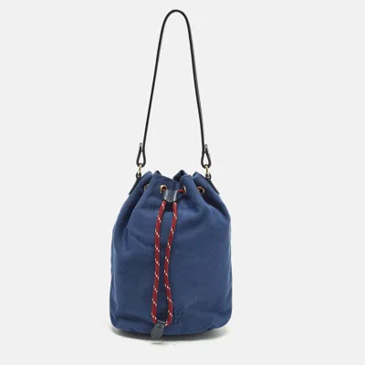 Pre-owned Miu Miu Drawstring Blue Denim Bucket Bag