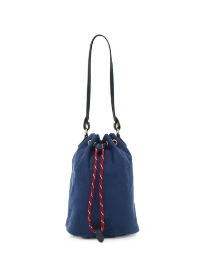 Pre-owned Miu Miu Drawstring Bucket Pouch In Blue