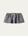 Miu Miu Drawstring Cashmere-wool Mini Skirt In Gray