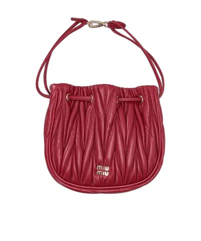 Miu Miu Drawstring Clutch Bag In Red