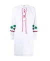 Miu Miu Drawstring Floral Embroidered Tunic In White
