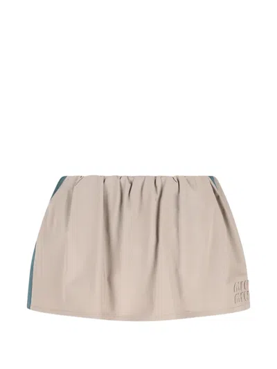 Miu Miu Drawstring Panel Skirt In Neutral
