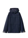 Miu Miu Drawstring Parka Coat In Blue